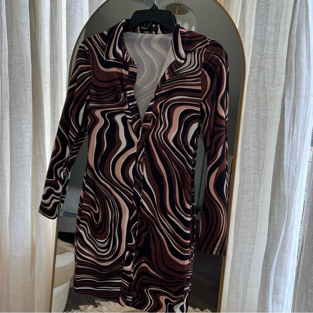 Brown neutrals mini dress
